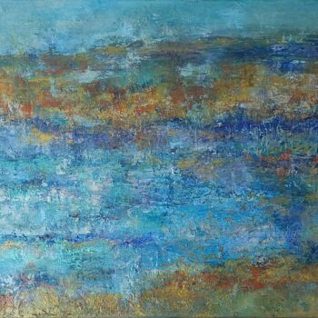 Painting titled "Ischia" by Corinne Foucouin, Original Artwork, Oil Mounted on Wood Stretcher frame