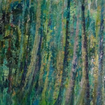 Картина под названием "Lianes 3" - Corinne Foucouin, Подлинное произведение искусства, Масло Установлен на Деревянная рама д…