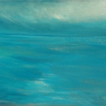 Peinture intitulée "Mer ciel nuage bleu…" par Corinne Gégot, Œuvre d'art originale, Acrylique Monté sur Châssis en bois