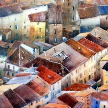 Pittura intitolato "castellane-45-x-50.…" da Corinne Hentschel, Opera d'arte originale, Acquarello