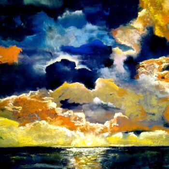 Painting titled "Crépuscule" by Corinne Lanno, Original Artwork, Pastel