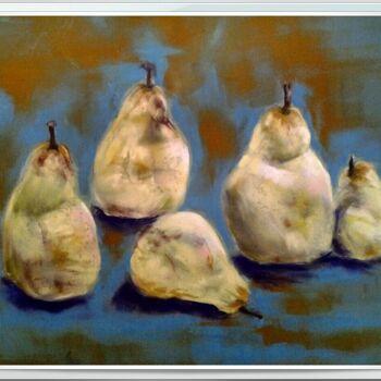 Peinture intitulée "pears" par Corinne Lanno, Œuvre d'art originale, Pastel