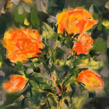 Painting titled "Roses" by Corinne Lanno, Original Artwork