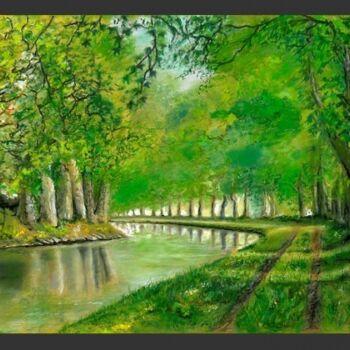 Painting titled "canal du midi" by Corinne Lanno, Original Artwork