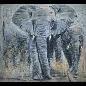 Painting titled "Elephant" by Corinne Lanno, Original Artwork