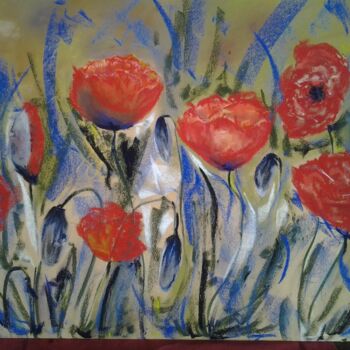 Painting titled "Coquelicots" by Corinne Lanno, Original Artwork