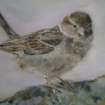 Painting titled "Moineau" by Corinne Lanno, Original Artwork