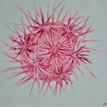 Dibujo titulada "Planète Rose" por Cfel, Obra de arte original, Pastel