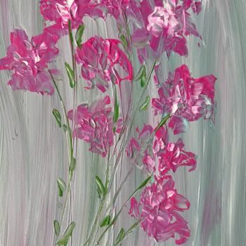 Ζωγραφική με τίτλο "fleurs au vent" από Corinne Levenez, Αυθεντικά έργα τέχνης, Ακρυλικό Τοποθετήθηκε στο Ξύλινο φορείο σκελ…