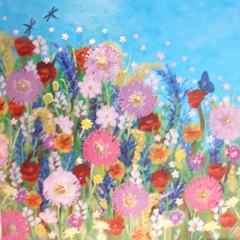 Peinture intitulée "Fleurs des champs" par Corinne Manera - Perrin, Œuvre d'art originale, Autre
