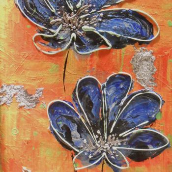 Peinture intitulée "Fleurs bleu" par Corinne Manera - Perrin, Œuvre d'art originale, Autre