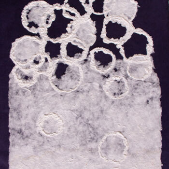 Textielkunst getiteld "Vagues lunaires" door Corinne Mislin, Origineel Kunstwerk, Textielvezel Gemonteerd op Karton