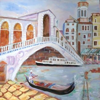 Peinture intitulée "Le pont Rialto" par Corinne Noel, Œuvre d'art originale, Acrylique