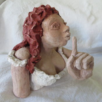 雕塑 标题为“chuuut !” 由Corinne Pleindoux, 原创艺术品, 粘土