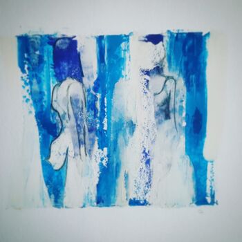 Peinture intitulée "Pareidolie en bleue" par Corinne Prévost, Œuvre d'art originale, Acrylique
