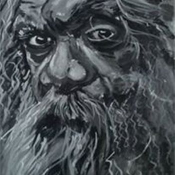 Pintura titulada "Le vieil aborigene" por Corinne Ros, Obra de arte original