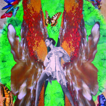 Collages titled "Papillons et ouraga…" by Corinne Of The Wood, Original Artwork