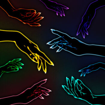 Digital Arts titled "Radiant Touch" by Corinne Thompson, Original Artwork, Digital Painting