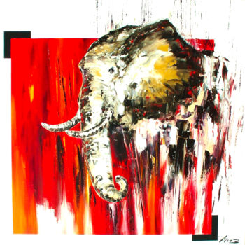 Painting titled "Africania" by Corinne Vilcaz, Original Artwork, Oil Mounted on Wood Stretcher frame