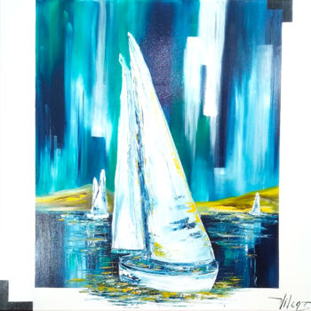 Peinture intitulée "Sail away" par Corinne Vilcaz, Œuvre d'art originale, Huile Monté sur Châssis en bois