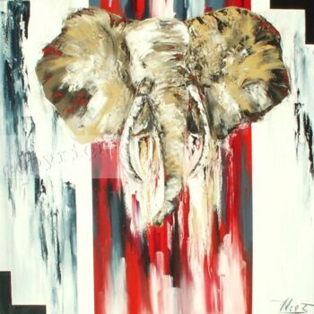 Картина под названием "Elephantus" - Corinne Vilcaz, Подлинное произведение искусства, Масло