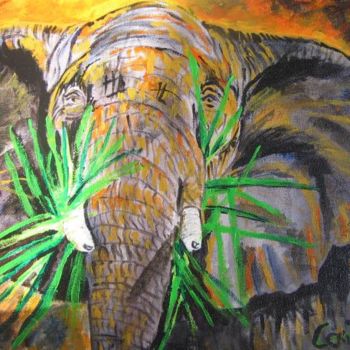 Painting titled "elephant" by Coco, Original Artwork