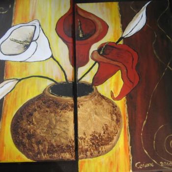 Pintura titulada "arums rouges et bla…" por Coco, Obra de arte original