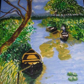 Peinture intitulée "la barque" par Coco, Œuvre d'art originale
