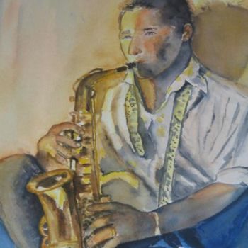 Painting titled "saxophoniste" by Coco, Original Artwork