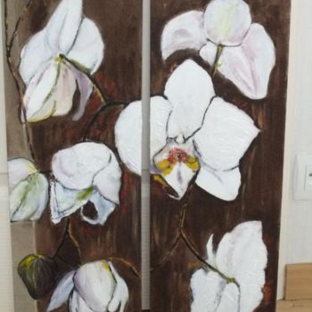 Peinture intitulée "diptyque d' orchidé…" par Coco, Œuvre d'art originale
