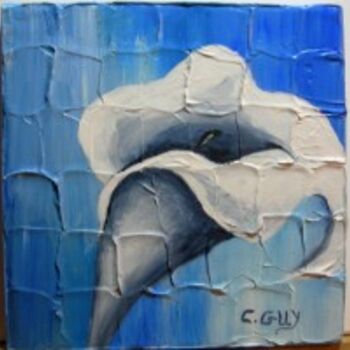 Painting titled "ARUM MOSAIQUE BLEU" by Corinne Guy, Original Artwork