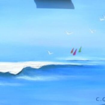 Painting titled "OCEAN" by Corinne Guy, Original Artwork