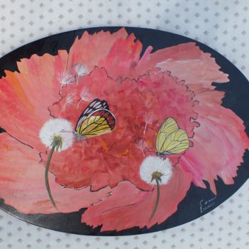 Pintura intitulada "ovale-papillon-2.jpg" por Corinne Lasséré, Obras de arte originais, Guache