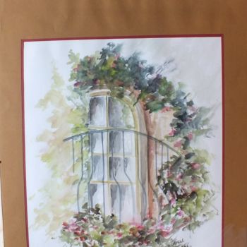 Painting titled "aquarelle-balcon-2.…" by Corinne Lasséré, Original Artwork, Watercolor