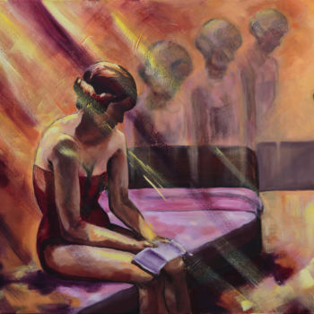 Pintura titulada ""L'Ombre de soi"" por Corinne Saboureux, Obra de arte original, Oleo Montado en Bastidor de camilla de mad…