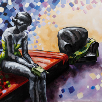 Pintura intitulada ""Les couleurs de so…" por Corinne Saboureux, Obras de arte originais, Óleo Montado em Armação em madeira