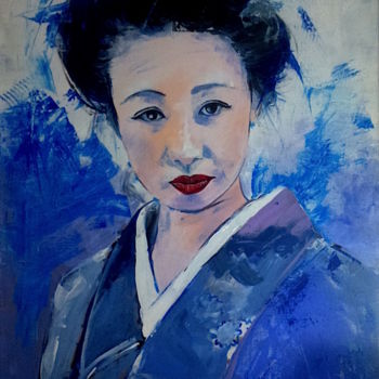 Painting titled "Yuko Ishiwa" by Philippe Cormault, Original Artwork, Acrylic Mounted on Aluminium