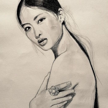 Disegno intitolato "Jing Wen" da Philippe Cormault, Opera d'arte originale, Matita