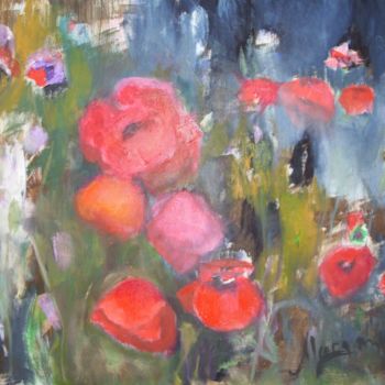 Painting titled "Poppies. Triptych.…" by Cornelia Margan, Original Artwork, Oil