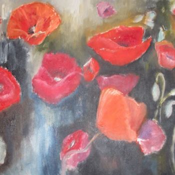 Painting titled "Poppies" by Cornelia Margan, Original Artwork, Oil