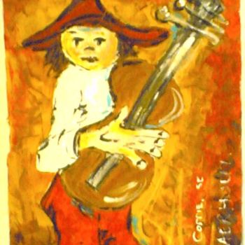 Painting titled "Musician 2" by Cornelia Pieterse, Original Artwork, Oil
