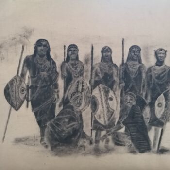 Pintura intitulada "Tribus Berberes" por Jocelyne Cornet, Obras de arte originais, Óleo Montado em Plexiglass