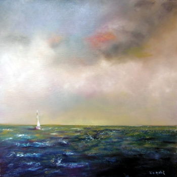 Pintura intitulada "Mer de ciel" por Charles Cornil, Obras de arte originais, Óleo