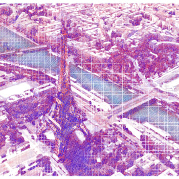 Цифровое искусство под названием "Paris 593 m  red-bl…" - Massimo Corona, Подлинное произведение искусства, Цифровая живопись