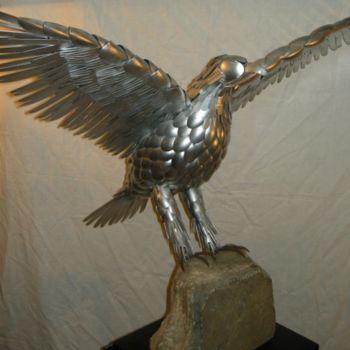 Sculpture titled "aigle" by Philippe Affagard, Original Artwork, Metals
