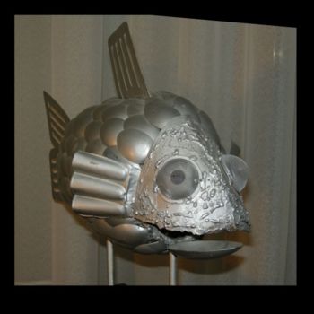 Sculptuur getiteld "poisson boulthe" door Philippe Affagard, Origineel Kunstwerk, Metalen