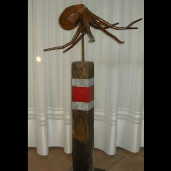 Sculpture titled "pieuvre" by Philippe Affagard, Original Artwork, Metals