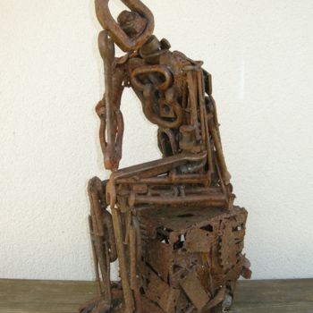Escultura titulada "le penseur" por Philippe Affagard, Obra de arte original, Metales