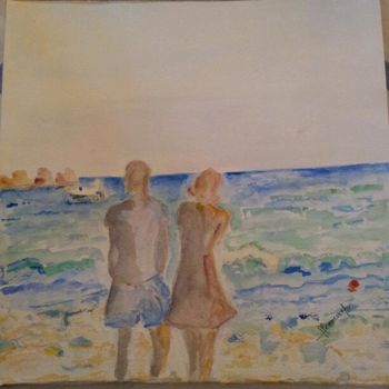 Painting titled "♥ Un-dimanche à Pal…" by Françoise Lanfroy-Rancurel, Original Artwork, Watercolor