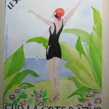 Painting titled "♥ SUR LA COTE D'AZU…" by Françoise Lanfroy-Rancurel, Original Artwork, Watercolor